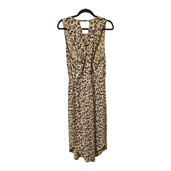 BANANA REPUBLIC Crossback Midi Dress Navy Off White Leopard Print - Size Large - Picture 4 of 12